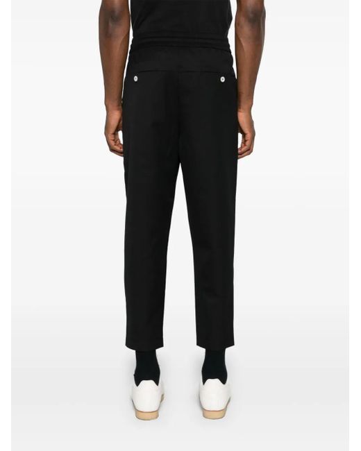Drole de Monsieur Black Drawstring Twill Cropped Trousers for men