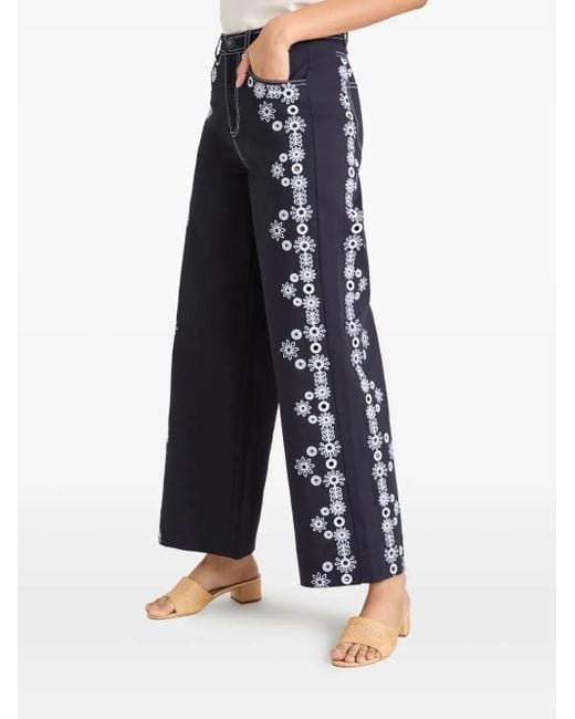 Pantalon Droit À Fleurs Cinq À Sept en coloris Blue