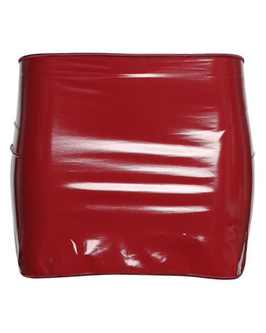 Oseree Red Faux-Leather Mini Skirt