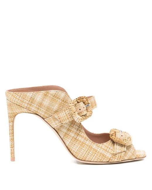 Malone Souliers Natural 100Mm Raffia Buckle Sandals