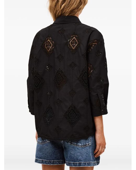 Ba&sh Black Muriel Lace-Panel Shirt