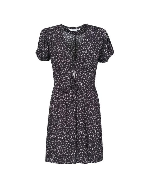 Mar De Margaritas Black Athena Floral V-Neck Dress