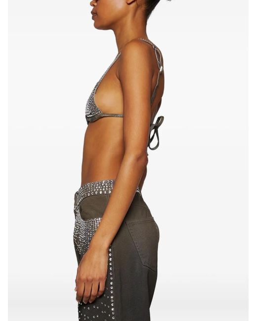 The Attico Gray Studded Triangle Bra