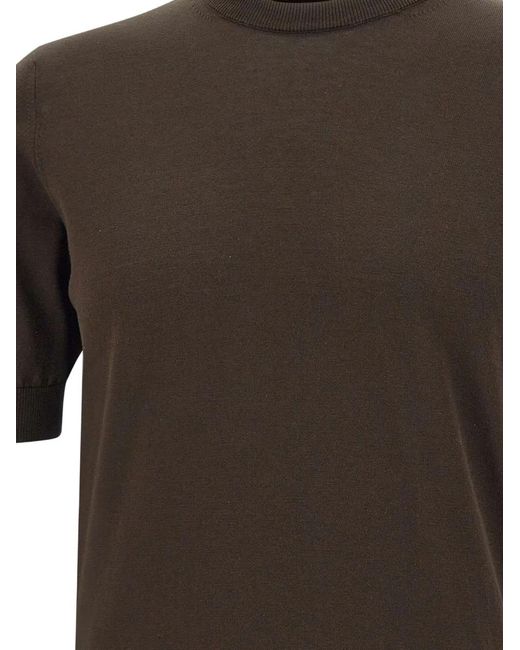 FILIPPO DE LAURENTIIS Brown Short-Sleeve Mock-Neck T-Shirt for men