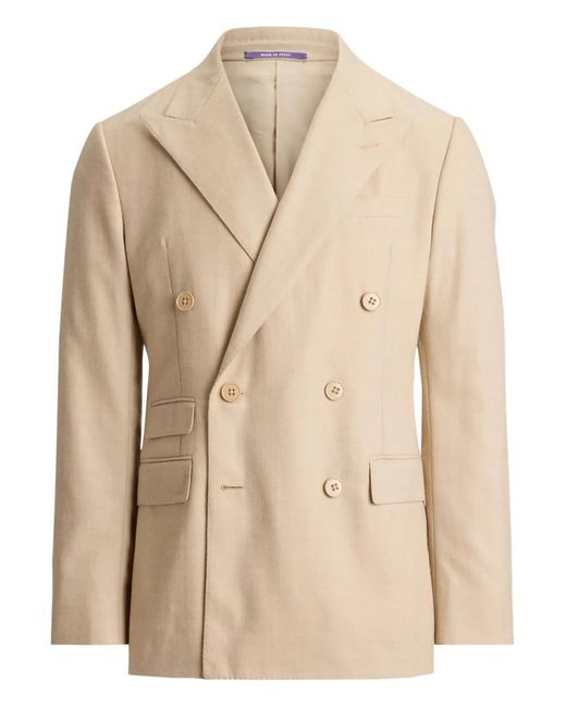 Ralph Lauren Natural Kent Peak-Lapels Double-Breasted Blazer for men