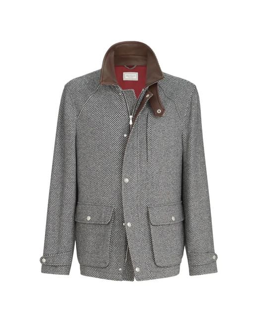 Brunello Cucinelli Gray Diagonal Field Jacket for men