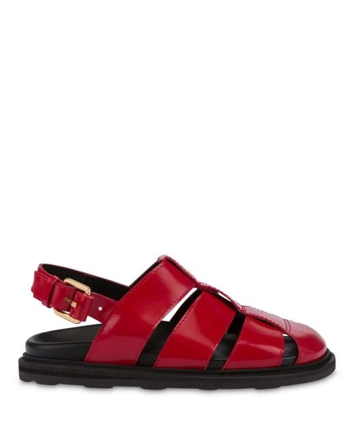 Moschino Red Brushed Calf Sandals
