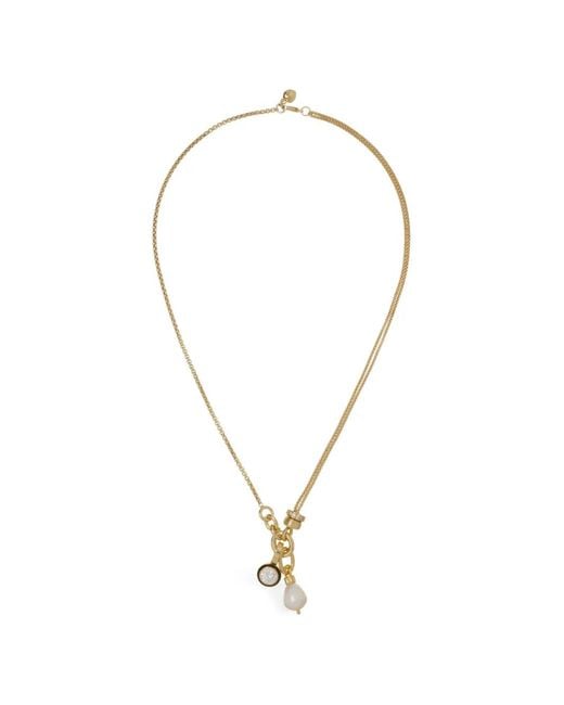 Roxanne Assoulin Metallic Double Drop Cubic Zirconia Necklace