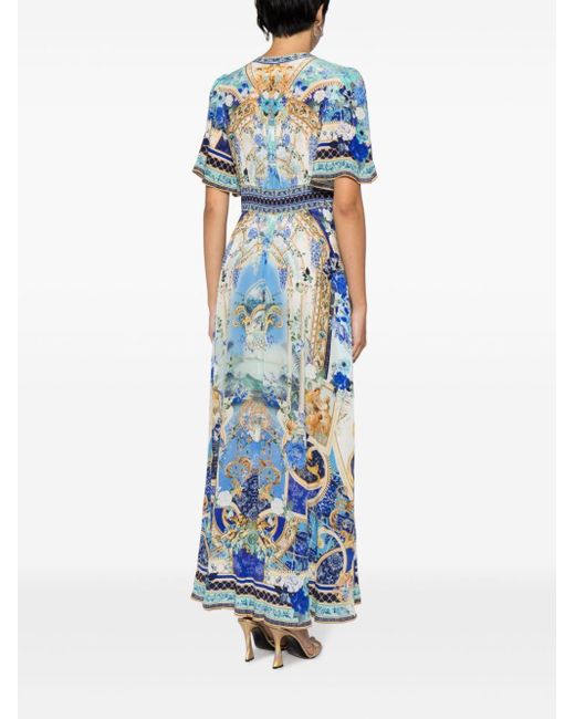 Vestido largo con estampado barroco Camilla de color Blue