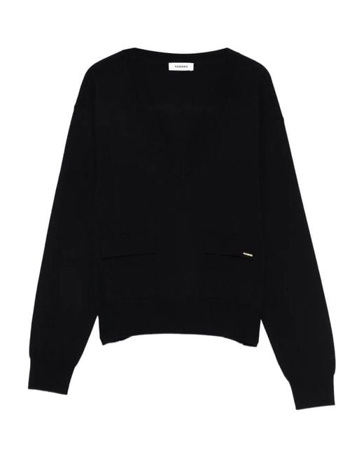 Sandro Black V-Neck Sweatshirt