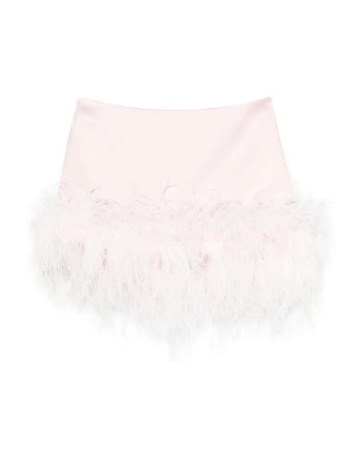 retroféte Pink Florriette Feather-Trim Mini Skirt