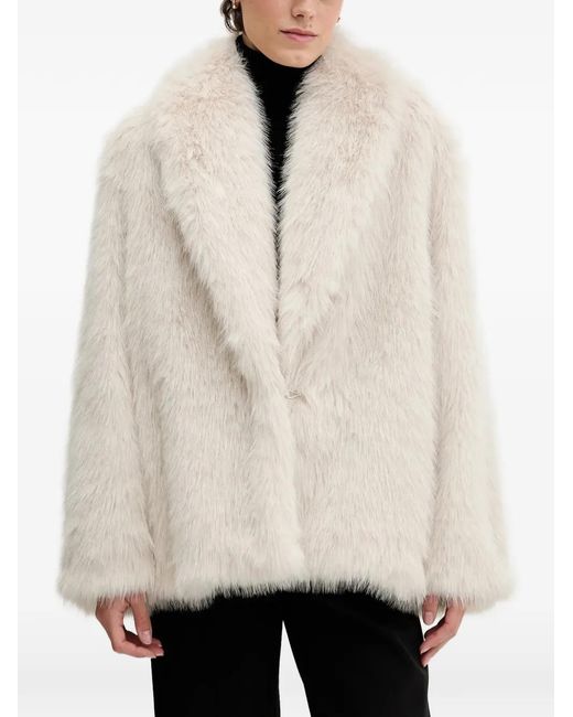 Sandro Ferrone Natural Faux Fur Coat