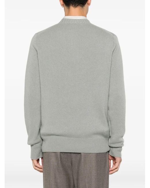 Soft Goat Gray Ribbed-Knit Sweater for men