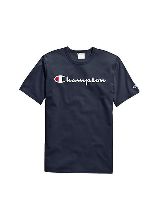 Champion Blue Logo-Lettering T-Shirt for men