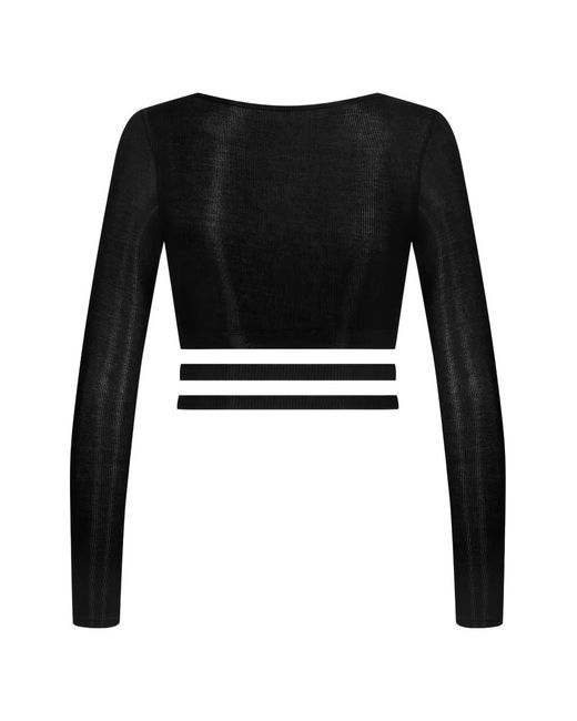 Maison Close Black La Femme Amazone Ribbed Wrap Top
