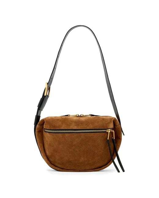 AllSaints Brown Noemie Suede Shoilder Bag