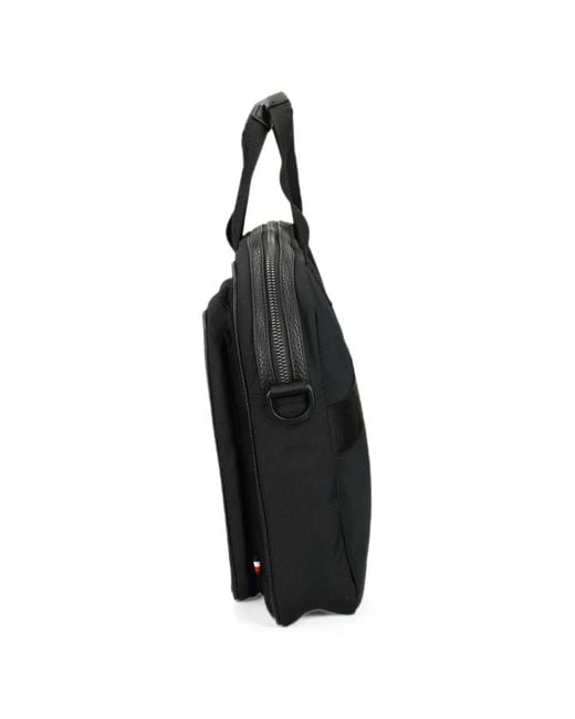 Tommy Hilfiger Black Logo-Tape Laptop Bag for men