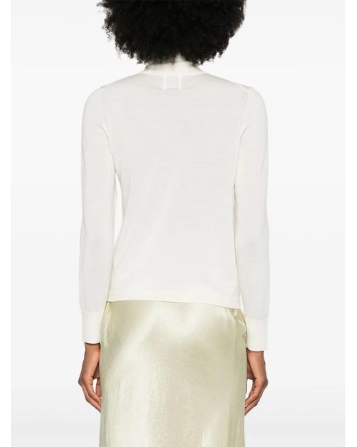 Allude White Fine-Knit Sweater