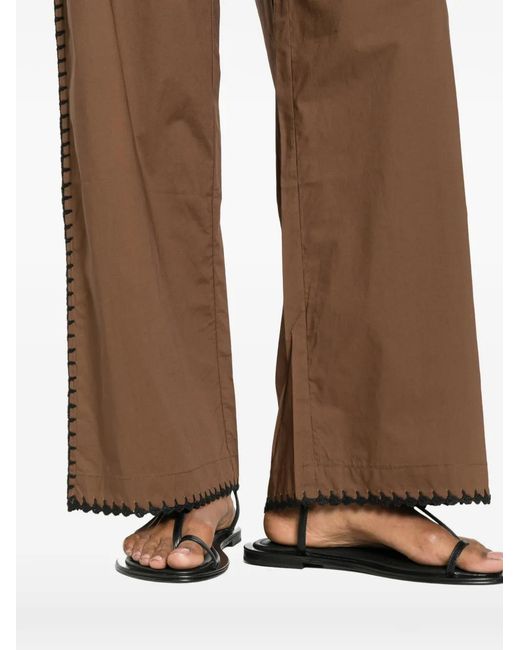 TERRY PUESTO Brown Whipstitch-Trim Palazzo Pants