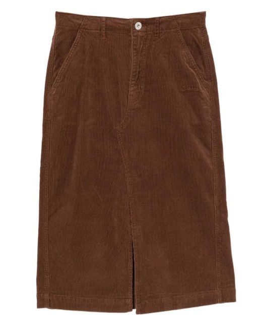 Chocoolate Brown Logo-Patch Midi Skirt