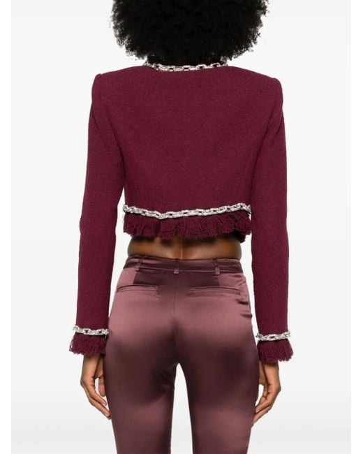GIUSEPPE DI MORABITO Red Crystal-Chain Bouclé Cropped Jacket