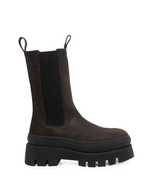 COPENHAGEN Black Suede Chunky-Sole Chelsea Boots