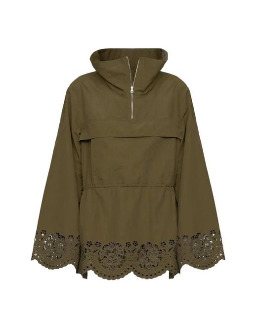 Sea Green Vittoria Eyelet-Embroidered Jacket
