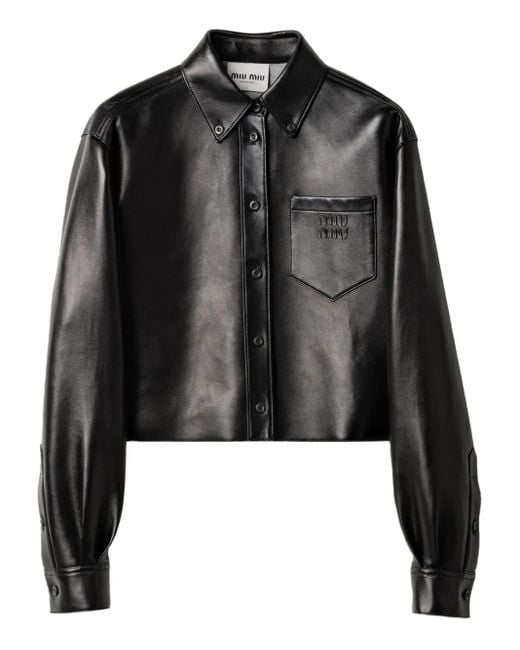 Miu Miu Leren Shirtjack in het Black
