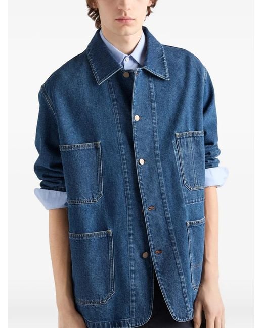 prada 26ss ライトデニム　ブルゾンジャケット メンズ Prada ライトデニムブルゾンジャケット ブルー | Lyst