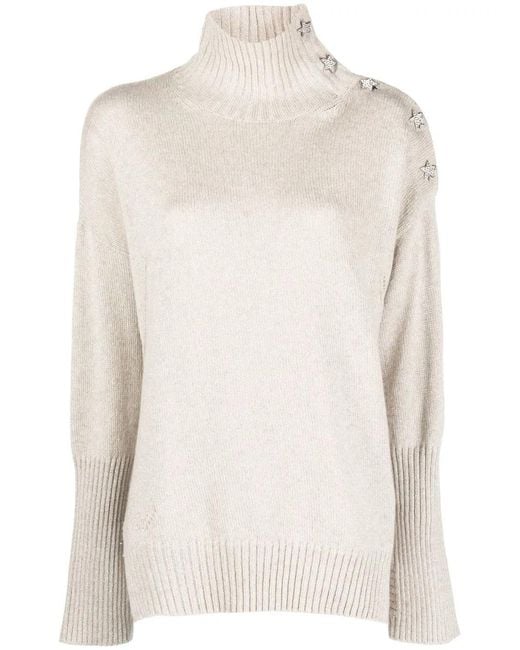 Zadig & Voltaire White Alma Star-Charm High-Neck Jumper