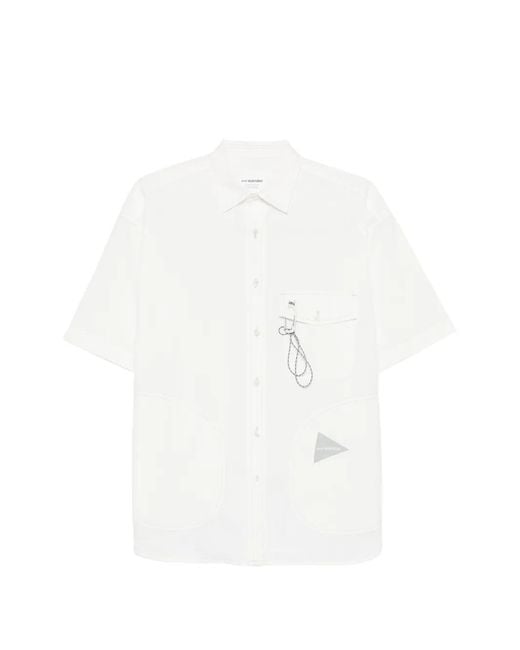 And Wander White Pocket Shirt for men