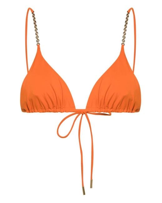 Saint Laurent Orange Chain-link Triangle-cup Bikini Top