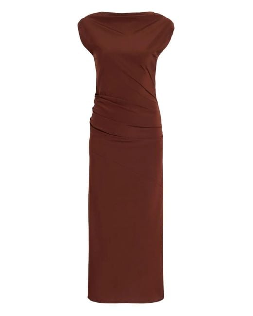 Proenza Schouler Purple Draped Cowl-Neck Midi Day Dress