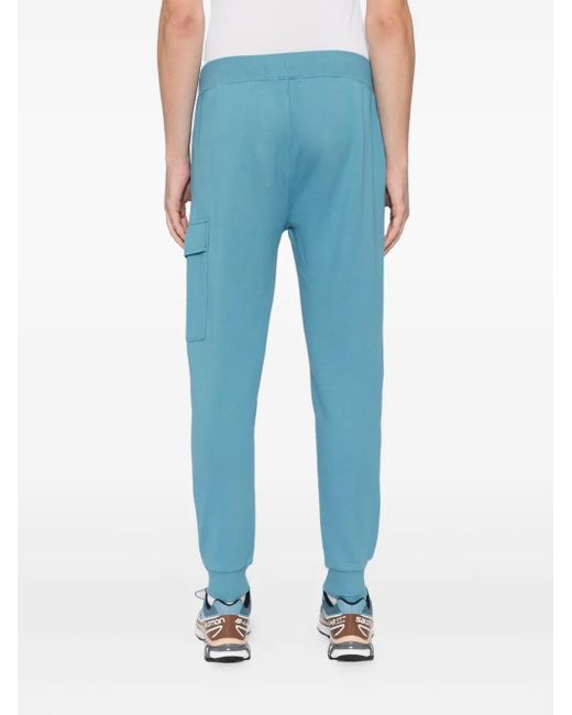 C P Company Blue Logo-Plaque Cotton Track Pants for men