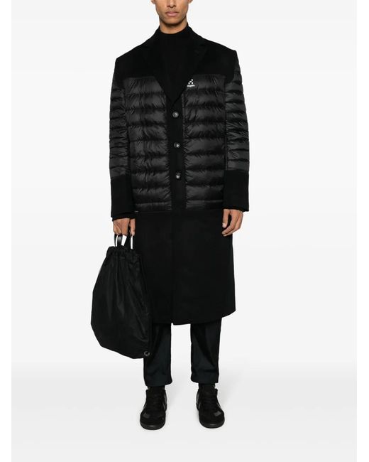 Junya Watanabe Black Logo-Print Single-Breasted Padded Coat for men