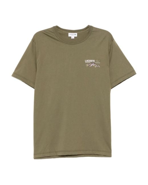 Lacoste Green Graphic-Print Cotton T-Shirt for men