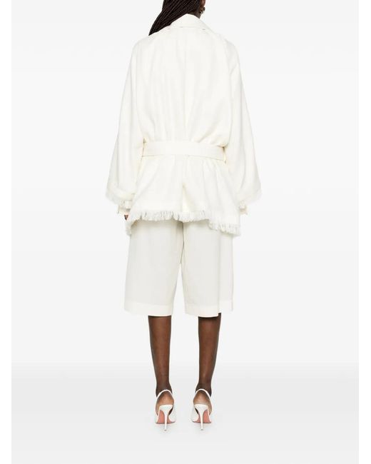 BATAKOVIC Belgrade White Fringed Pocket Coat