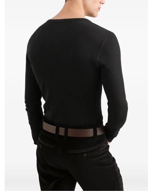 Dolce & Gabbana Black Serafino T-Shirt for men