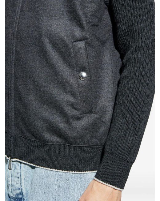 Eleventy Blue Ribbed Zip Jacket for men