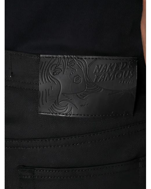 Naked & Famous Black Weird Guy Cobra Stretch-Selvedge Denim Jeans for men