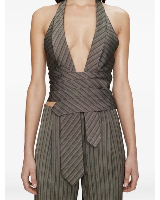 Christopher Esber Gray Reyer Tailored Tie Striped Top