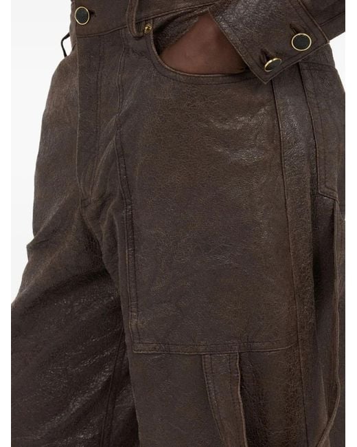 Roberto Cavalli Black Cargohose Aus Leder