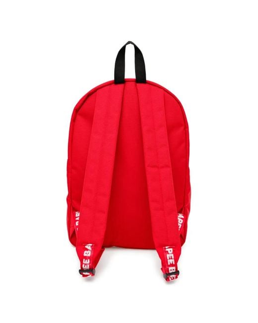 AAPE BY A BATHING AP Red Logo-Embossed Backpack
