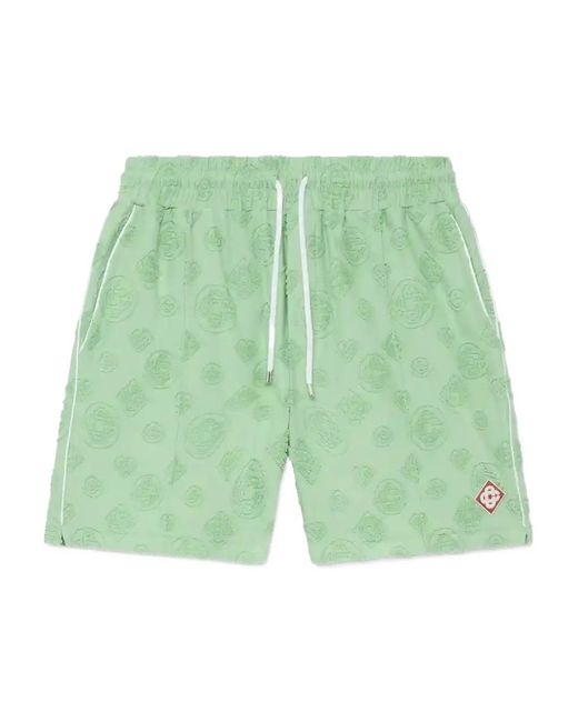 Casablanca Green Monogram-Pattern Track Shorts for men