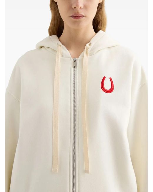 Jil Sander Cotton Terry Zip-Up Sweatshirt in White | Lyst