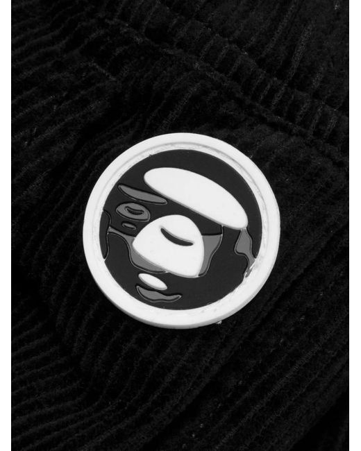 Aape By A Bathing Ape Black Moonface-Patch Trousers for men