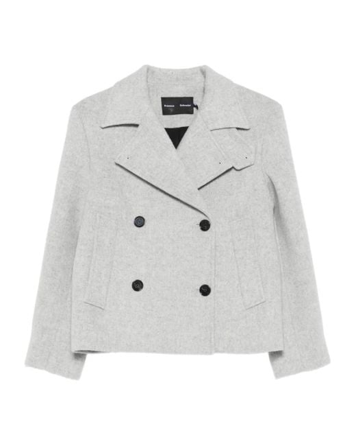 Proenza Schouler Gray Double-Breasted Wool-Blend Jacket