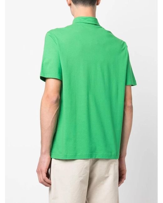 Herno Green Button-Placket Polo Shirt for men
