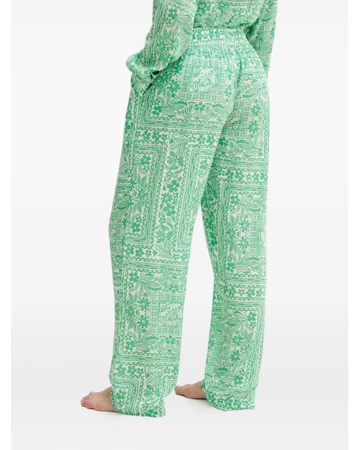 Melissa Odabash Green Patterned Drawstring-Waistband Trousers