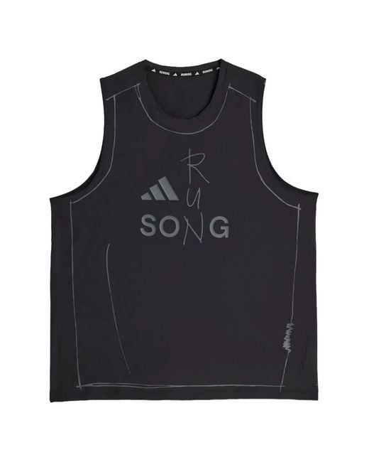 Adidas Blue Sftm Adi365 Logo-Print Tank Top
